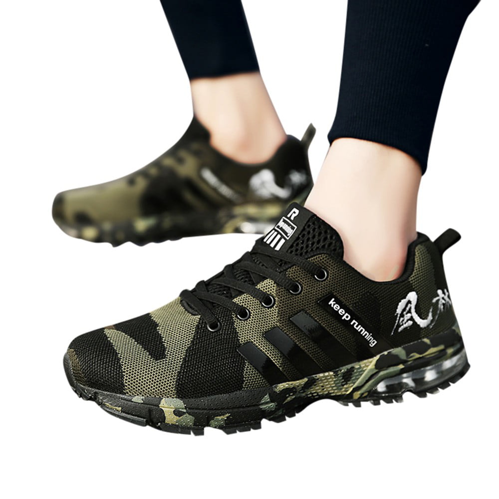 Men Mesh Breathable Sports Running Athletic Sneakers Trainers Lace Up Camo Shoes 