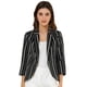 thumbnail image 2 of Blazer De Solapa Con Muescas Y Mangas 3/4 A Rayas Para Mujer Negro oscuro XL, 2 of 6