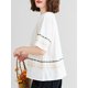 thumbnail image 2 of Blusa holgada de mujer con rayas bordadas y mangas cortas, camisetas vintage, 2 of 8