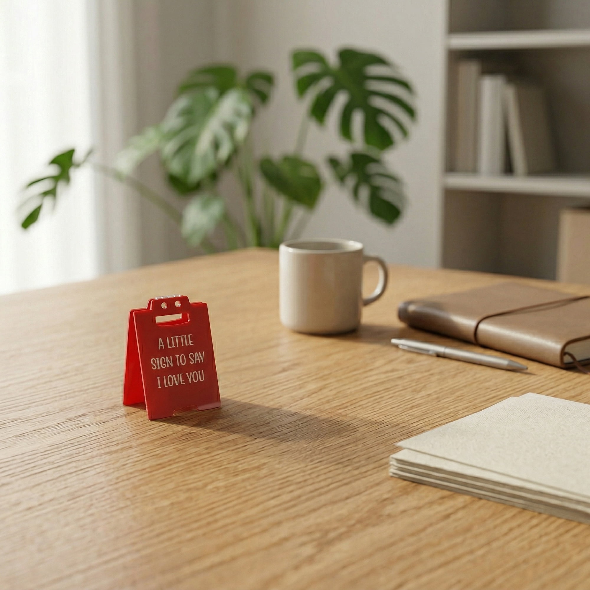 Unique Bargains Extra Stable Acrylic Desk Sign Gift Keepsake Block Red Style A 5.0in