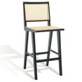thumbnail image 5 of SAFAVIEH Couture Hattie Square Mid Back Bar Stool, Black/Natural, 5 of 13