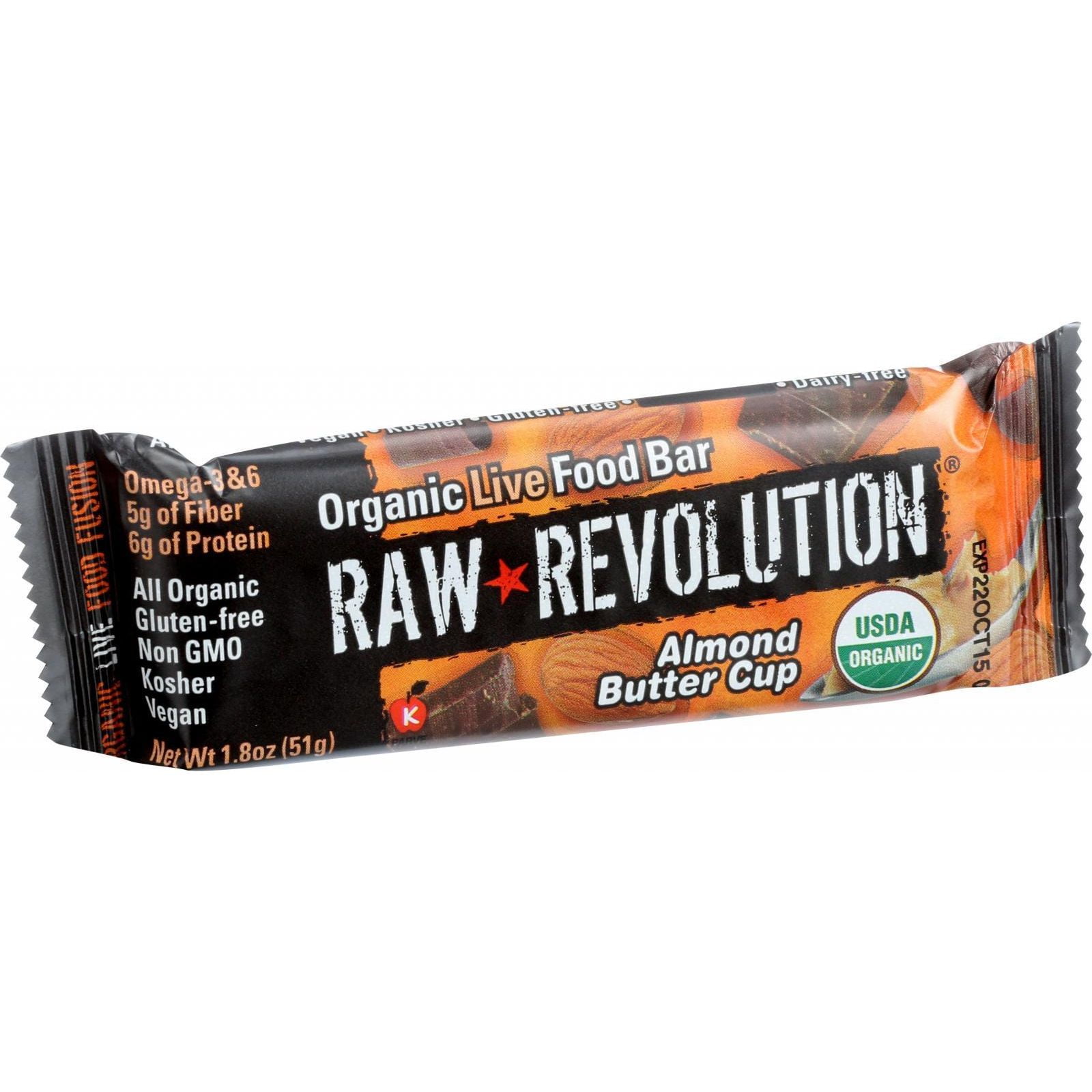 Raw Revolution Organic Live Food Bar Almond Butter Cup 1.8 oz Bars