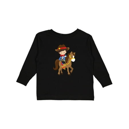 

Inktastic Cowboy Sheriff Horse Western Brown Hair Boys Long Sleeve Toddler T-Shirt
