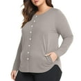 thumbnail image 2 of Plebaso Hauts Grande Taille pour Femmes Manches Longues Col Rond T-Shirts Blouses Décontractées avec Poches, 2 of 6