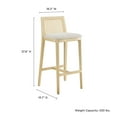 thumbnail image 4 of Bar Stool Chair Barstool, White, Fabric, Wood, Rattan, Bar Pub Cafe Bistro Dining Kitchen Hospitality Restaurant, Modern Contemporary, HB37095, 4 of 9
