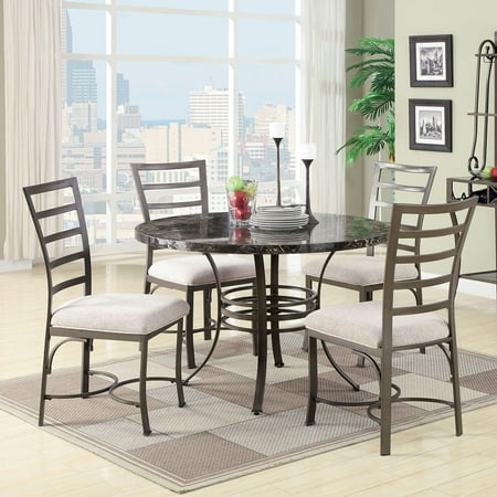 faux marble piece round furniture dining table acme daisy