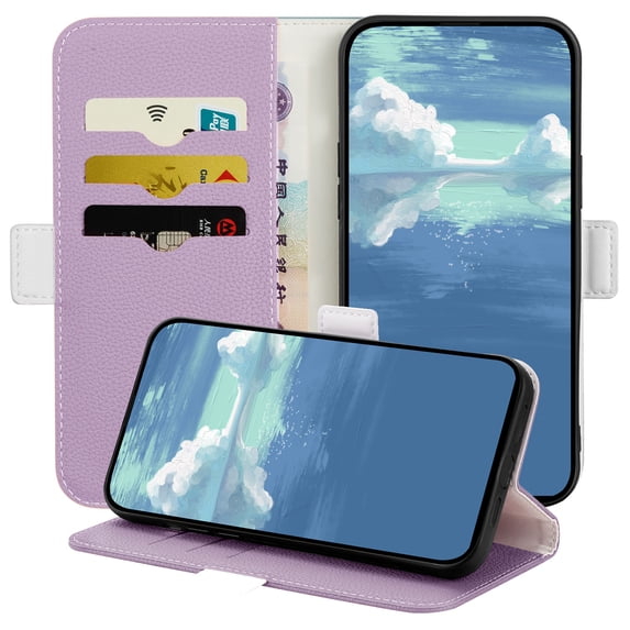 Flip Wallet Case for Samsung Galaxy A22 5G,Premium PU Leather Flip Folio Wallet Case with Card Slot Magnetic Closure Shockproof Protective Cover for Samsung Galaxy A22 5G 6.6 inch,Purple