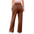 thumbnail image 5 of Womens Drawstring Sweatpants, High Waisted Lightweight Lounge Straight Leg Casual Pants with Pockets Coffee M, 5 of 8