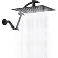 thumbnail image 1 of Hibbent All Metal Rain Shower Head, 10'' High Pressure Rainfall Showerhead with 16" Shower Head Extension Arm, Solid Brass Adjustable Shower Arm Extender, Waterfall Fixed Showerheads, Matte Black, 1 of 7