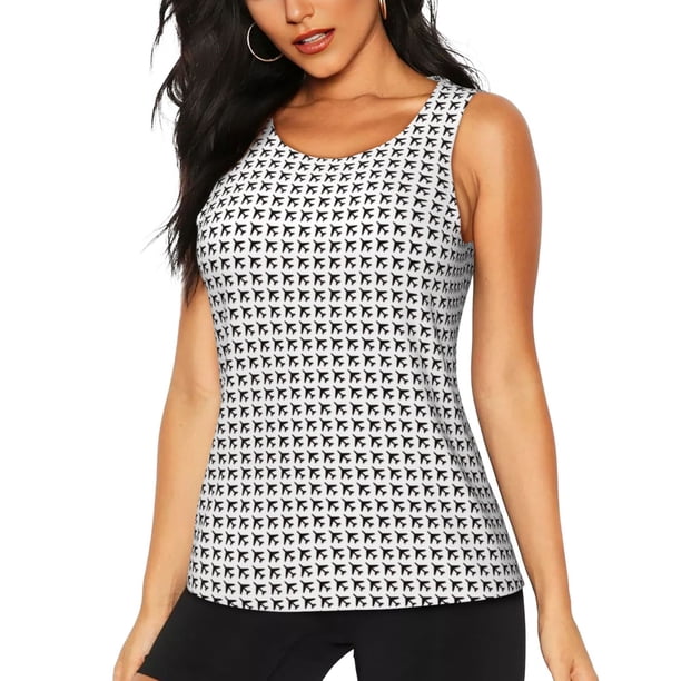 Fotbe Airplane Blusas Sin Mangas para Mujer – Estilo Casual, Corte Suelto, Slim-Fit, Cuello Redondo Deportivo, Tops de Verano para Gimnasio y Yoga-Large
