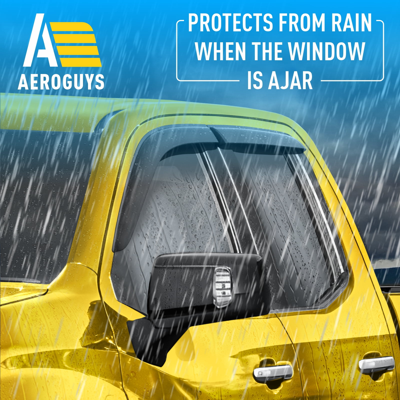 AEROGUYS Tape-On Window Deflectors Extra Durable Window Visors Rain Guards Fit for Chevrolet (Chevy) Silverado 1500 2019-2026 Double Cab, Sun Visors,Wind Vent Visors,Truck Accessories - 4 pcs. AG0024