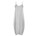 thumbnail image 5 of Brilliant Womens Dresses Plus Size Women Fashion Sling Mid-waist V-Neck Sleeveless Solid Color Slim Party Beach Long Dress Summer Gray 3XL-6XL, 5 of 5