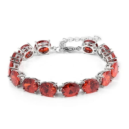 Diamond Zircon Bracelet Silvertone Oval Cubic Zircon Orange Fashion Tennis Bracelet for Women 8