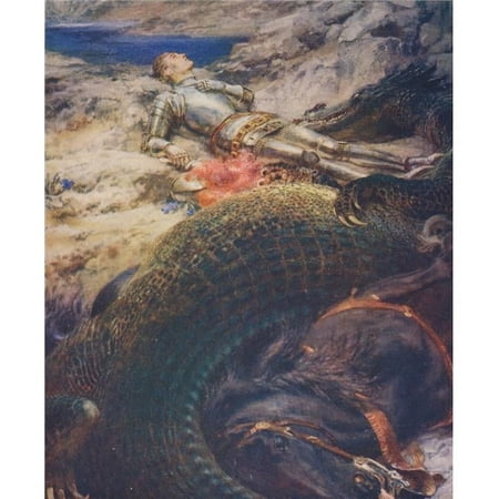 King Alberts Book 1914 St. George & The Dragon Poster Print by Briton Riviere - 18 x 24