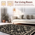 thumbnail image 2 of ODIKA 8'x10' Machine Washable Non-Slip Area Rug, Boho Scrollwork Lattice Featuring Intricate Floral High Traffic Rug, Black, 334231, 2 of 7