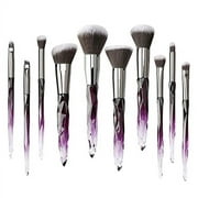 Kingtree Makeup Brush Set, 10 PCS Crystal Makeup Brushes Professional Face Powder Foundation Blush Concealer Eyeshadow Eyebrow Brushes, Stylish Make Up Tools for Girls Women