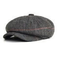 thumbnail image 3 of Black Military Beret Unisex Army Style Cap Vintage Costume Accessory Stylish Plaid Beret Hat For Women Men Vintage Checkered Cap Outdoor Fashion Accessory With Coat All Season Wear, 3 of 3
