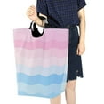 thumbnail image 4 of Yayeee Freestanding Laundry Hamper with Handle Collapsible Large Storage Basket for Clothes, Light Pink Stripes, 4 of 7