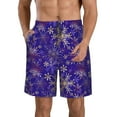 thumbnail image 1 of Balery blue purple Snowflake Traje de Baño Estilo Hawaiano para Hombre, Shorts de Secado Rápido con Bolsillos-X-Large, 1 of 6