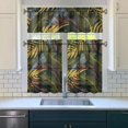 thumbnail image 3 of Tropical Aloha Floral Kitchen Curtains Set of 3 - Leafy Palm Print Valance + 2 Tier Panels Rod Pocket Design, 3 of 5