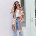 thumbnail image 5 of Zipper Lightweight Robes for Women Soft Bathrobes for Women Zip Up Front 3/4 Length Sleeve Knee Length Vintage Floral Print Casual Pajama Sleepwear with Pockets Dark Purple M, 5 of 7