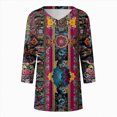 thumbnail image 5 of Towmus Womens Blouses Boho Floral Printed 3/4 Sleeve Shirts Business Work Shirt Dressy Casual Loose Tops, 5 of 5