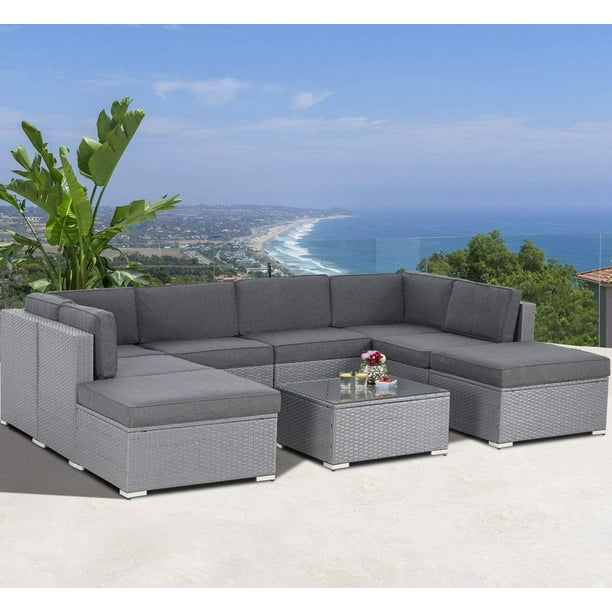 Grey Wicker Patio Furniture : SUNCROWN 5 Piece Patio Outdoor Furniture