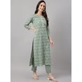 thumbnail image 6 of Janasya Indian Women's Mint Green Cotton Floral Print Kurta with Pant, 6 of 9