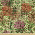 thumbnail image 2 of Flower Fabric by the Yard Upholstery, Love From Past Vintage Retrospective Hand Drawn Botanic Style of Illustration, Decorative Fabric for DIY and Home Accents, Multicolor by Ambesonne, 2 of 5