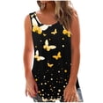 thumbnail image 2 of Sentmoon Hauts Grande Taille pour Femmes Col Rond Débardeurs pour Femmes Amples Mode Imprimé Sans Manches Tenues de Festival 2025 Été Légers pour Femmes pour Festival de Musique Jaune m, 2 of 5