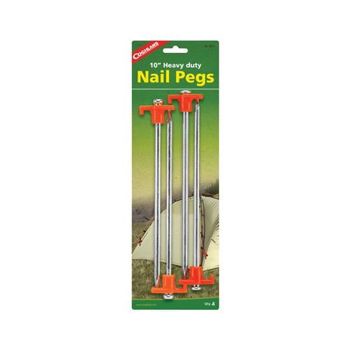 Coghlan's Bike Pegs - Alloy Steel Flat Top, Silver, 4 Pack, Tent Peg