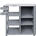 thumbnail image 5 of Foldable Outdoor Kitchen Island with Lockable Wheels, Portable Patio Prep Station, Stainless Steel Top and Storage Cabinet, Grey, 5 of 17