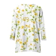thumbnail image 6 of CYMMPU Summer Fashion Shirts Crew Neck Blouses for Women Dressy Casual Tunic Tops Spring Tops 3/4 Sleeve Loose Fit Flower Printed Flare Hem Hide Belly Tops to Wear with Leggings T-Shirts Yellow M, 6 of 7