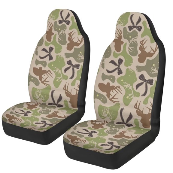 HUISEFOR 2 Pack Camouflage Deer Car Seat Covers Breathable Comfortable Car Seat Covers Protector, Soft, Elastic, Easy to Installation, Universal Size Fit for Most Sedan SUV