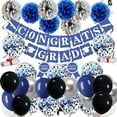 thumbnail image 3 of 12 Inch Black Balloons Navy Blue Balloons 12 Inch Chrome Metallic Silvery Balloon with Confetti Balloons，50pcs，for Baby Shower Boys' Birthday Graduate Black Blue Party Decoration, 3 of 6