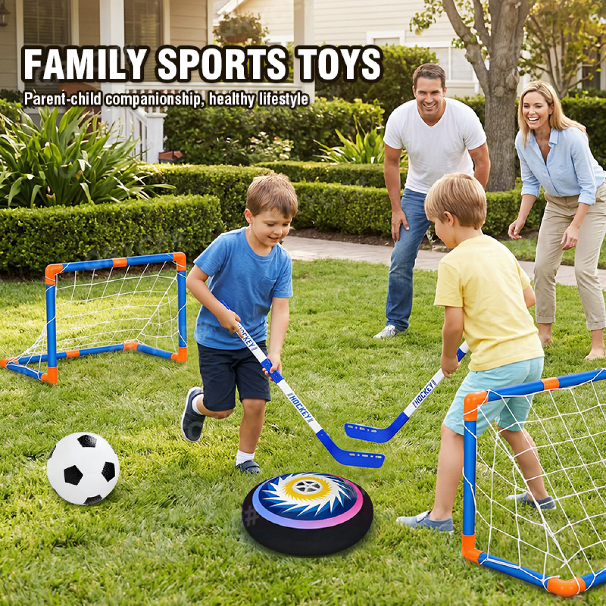 3 in 1 Hover Soccer Ball Hockey Football Toys Set for Kids, Outdoor Sports Games for Boys Girls Ages 3 4 5 6 7 8-12 Christmas Birthday Gifts