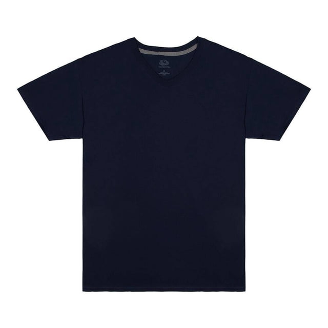 Playera Fruit of the Loom Para hombre cuello v, algodón sustentable, azul marino, talla CH