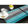 thumbnail image 5 of Placemats Set of 6, Retro Rustic Barn Wood Texture Polyester Stain Resistant Table Mats Washable Placemat Decoration for Kitchen Dining Table Ombre Aqua Blue Gray, 5 of 6
