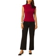 thumbnail image 2 of BLUSA DE CUELLO ALTO PARA MUJERES CHIC INSPIRE, CON MANGAS CORTAS, TEJIDO, COLOR ROJO VINO, 2 of 6