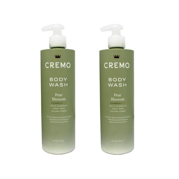 2 Pack - Cremo Pear Blossom Skin Moisturizing Body Wash for Women, with Scent Notes of White Magnolia, Dewy Pear, Golden Amber, 16 FL OZ