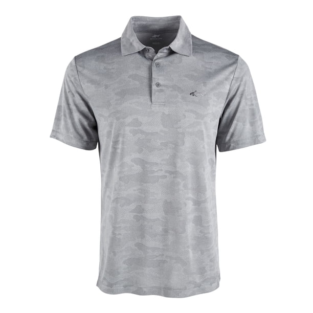 Greg Norman GREG NORMAN Mens Gray Camouflage Collared Polo Shirt