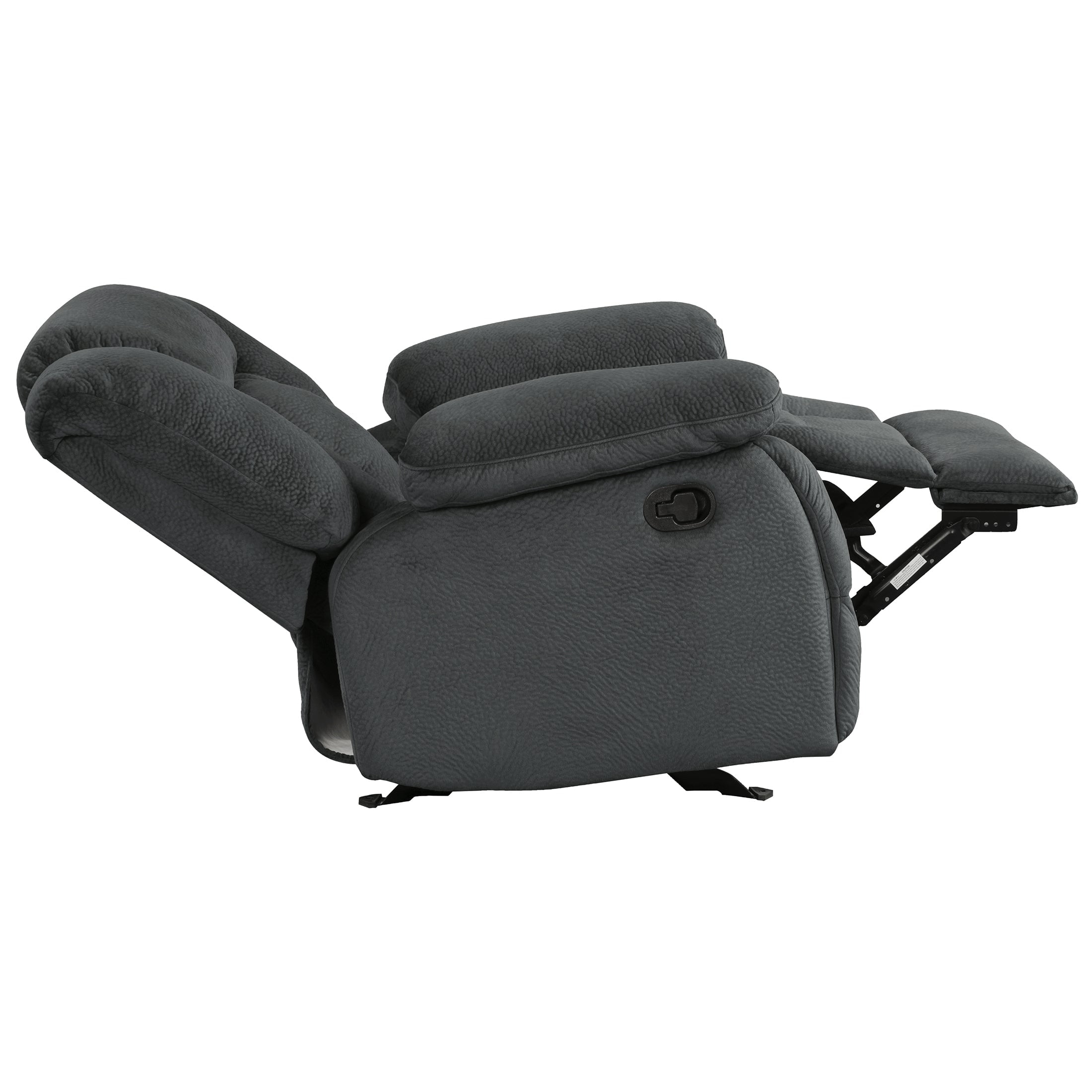 OakvillePark Cameron Microfiber Fabric Upholstered Glider Reclining Chair, Charcoal