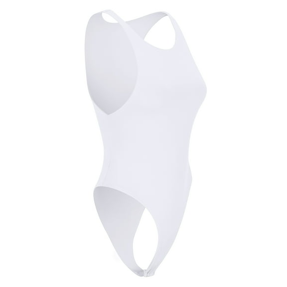 Bodysuit for Women Scoop Neck Sleeveless Racerback Tank Tops, S, White