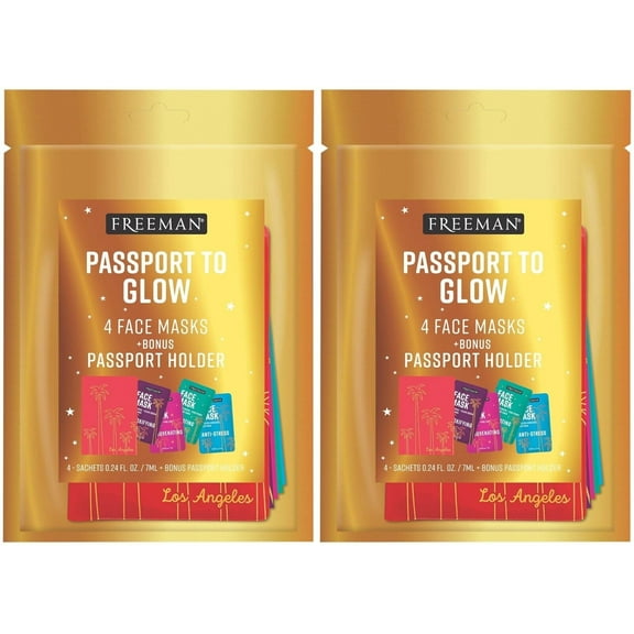 Freeman Beauty Passport to Glow Face Mask Set for Skin Care, With Charcoal, Clay, and Mud Masks, Set of 5 - 2 Pack