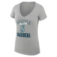 thumbnail image 2 of Women's G-III 4Her by Carl Banks Heather Gray Seattle Mariners Super-Slim Fit Lightweight Team Logo Graphic V-Neck, 2 of 5