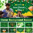 thumbnail image 6 of LSLJS St. Patrick's Day Banner Backdrop Decorations,45"x71" Large Fabric Double Printed Green Leaves Gold Coin Pattern Photo Background Irish Festival Flags Luck Green Yard Sign Trefoil Poster Party, 6 of 6