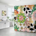 thumbnail image 1 of Cortina de ducha impermeable con estampado floral de hojas indias, 1 of 1