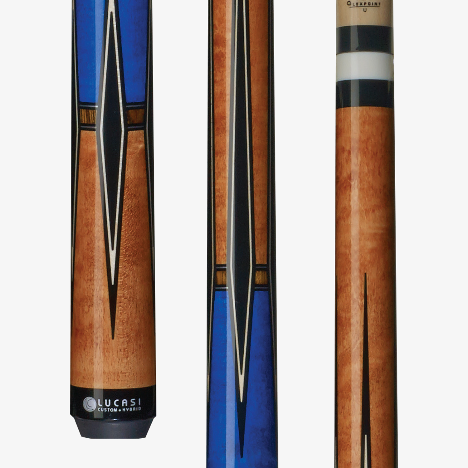 Lucasi LZC19 Custom Pool Cue Antique and Blue Stained Maple