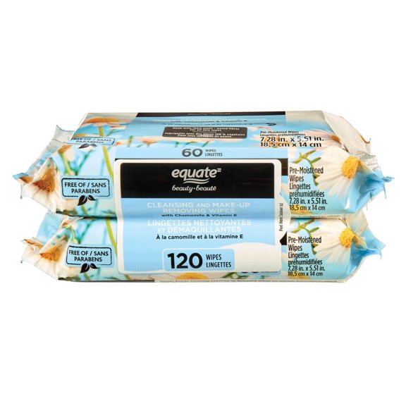Equate Beauty Lingettes Nettoyantes et Démaquillantes 120ct