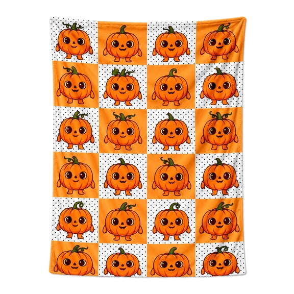 Pumpkin Blanket Cute Pumpkin Pattern, Autumn Harvest Decorative Flannel Throw Blanket for Couch Bedroom Home Decor 50x40